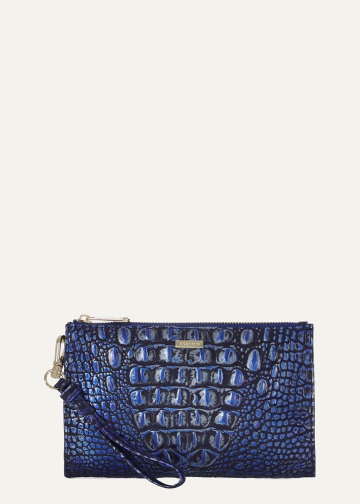 Daisy Croc Embossed Leather Wristlet by Brahim