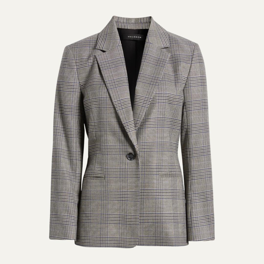 Glen Plaid One-Button Blazer Halogen®