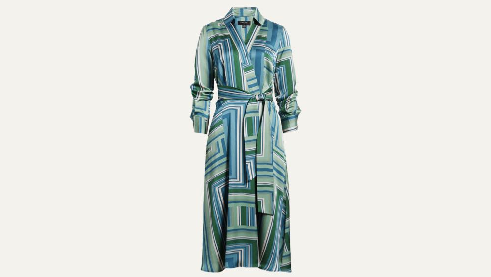 Abstract Print Long Sleeve Satin Midi Dress by Tahari ASL
