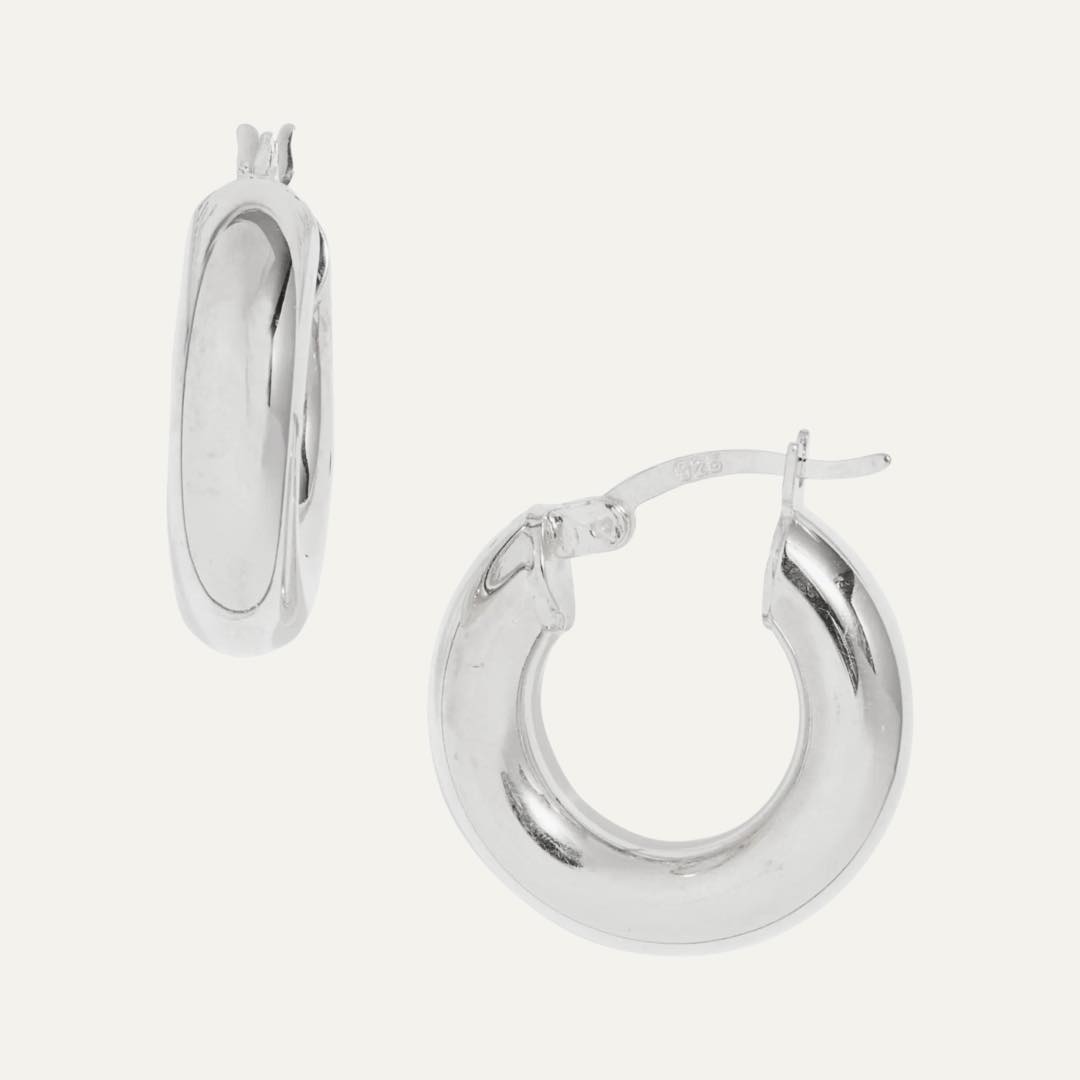 Chunky Tube Hoop Earrings by Argentno Vivo Sterling Silver
