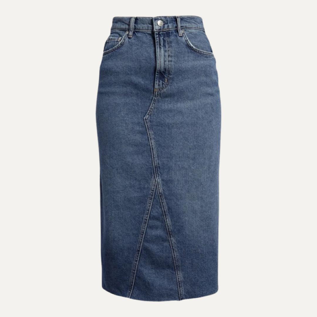 The Highland Nonstretch Denim Midi Skirt by Rails