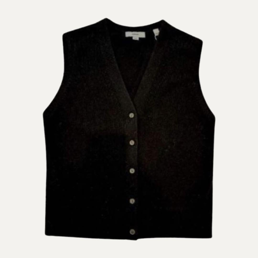 Shrunken Button Wool & Cashmere Blend Vest by Vince