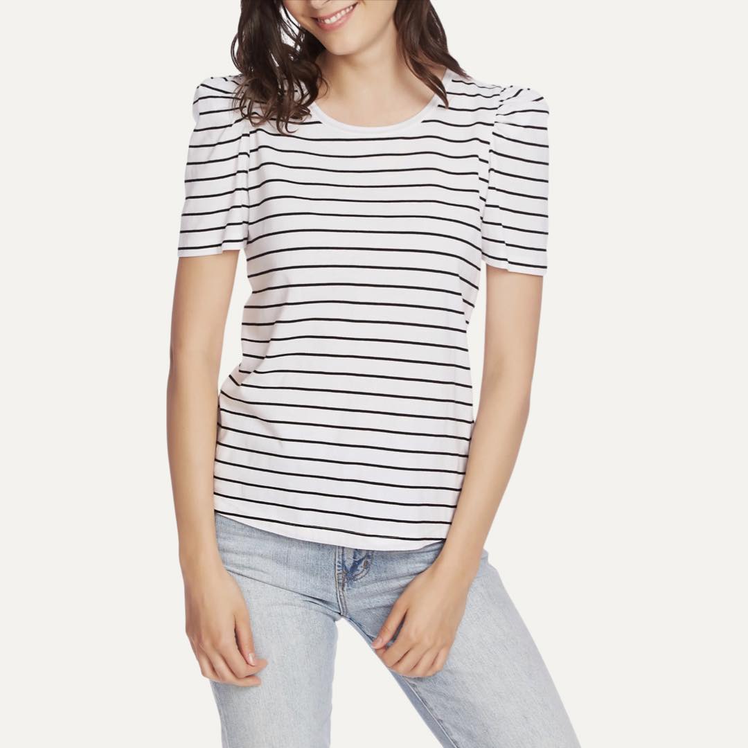 Stripe Puff Sleeve Tee by Court & Rowe