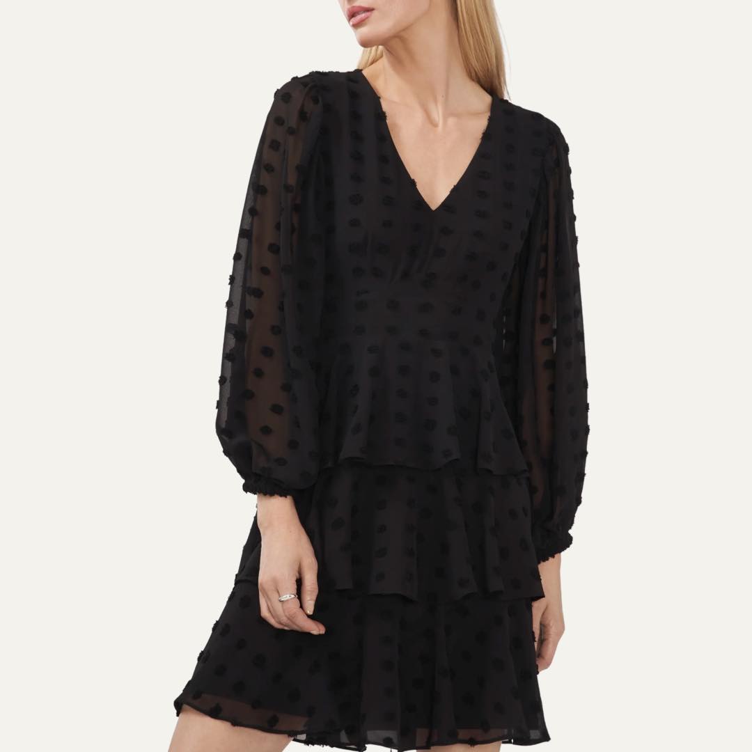 Dot Tiered Ruffle Long Sleeve Dress by Halogen®