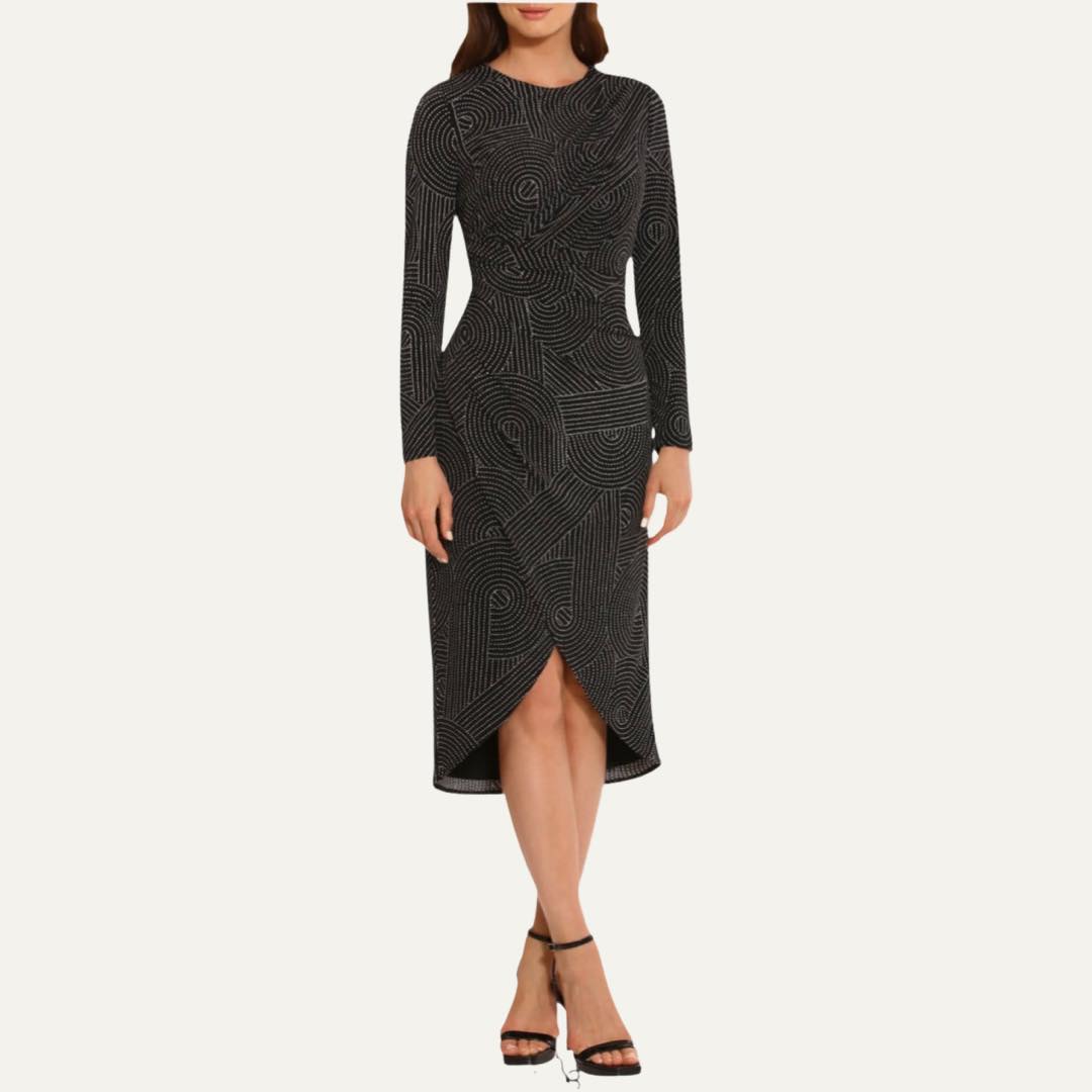 Abstract Print Long Sleeve Midi Dress by Maggy London