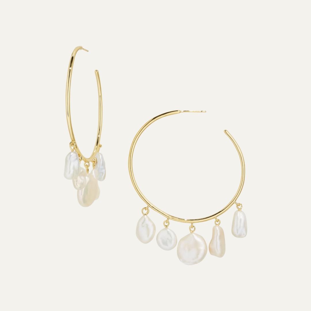 Elka Freshwater Baroque Pearl Hoop Earrings by Cult Gaia Elka Freshwater Baroque Pearl Hoop Earrings by Cult Gaia