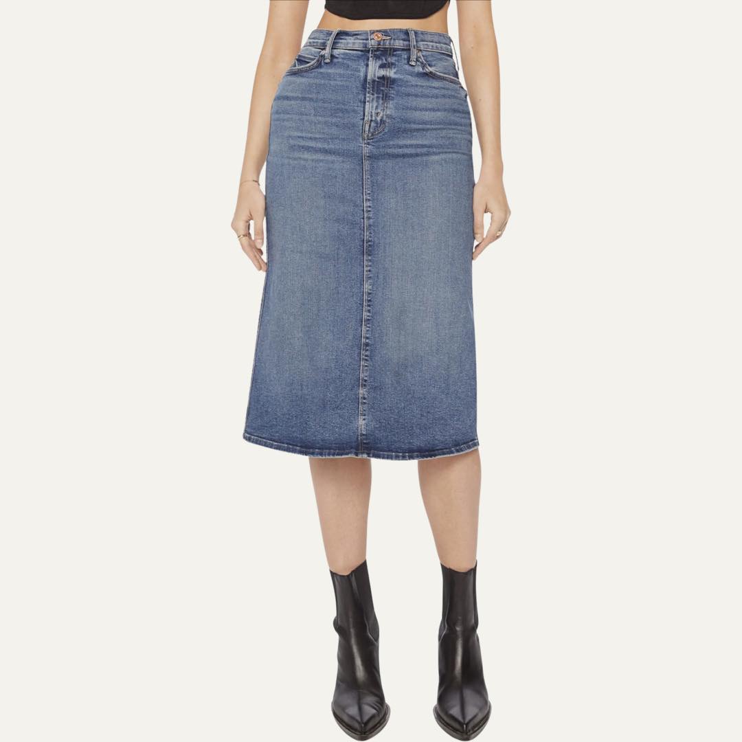 The Swooner High Waist A-Line Denim Skirt by Mother