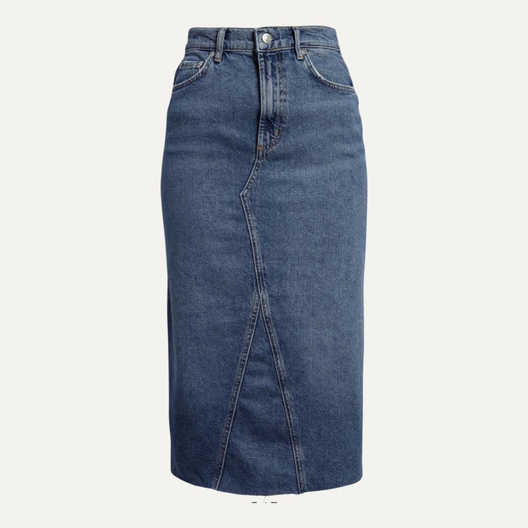 The Highland Nonstretch Denim Midi Skirt by Rails