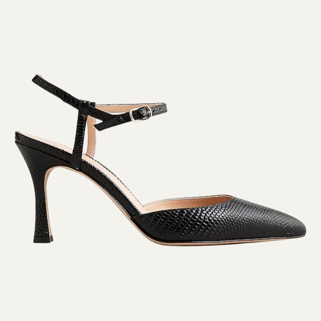 Elsie Made-in-Italy lizard-embossed leather heels by J.Crew