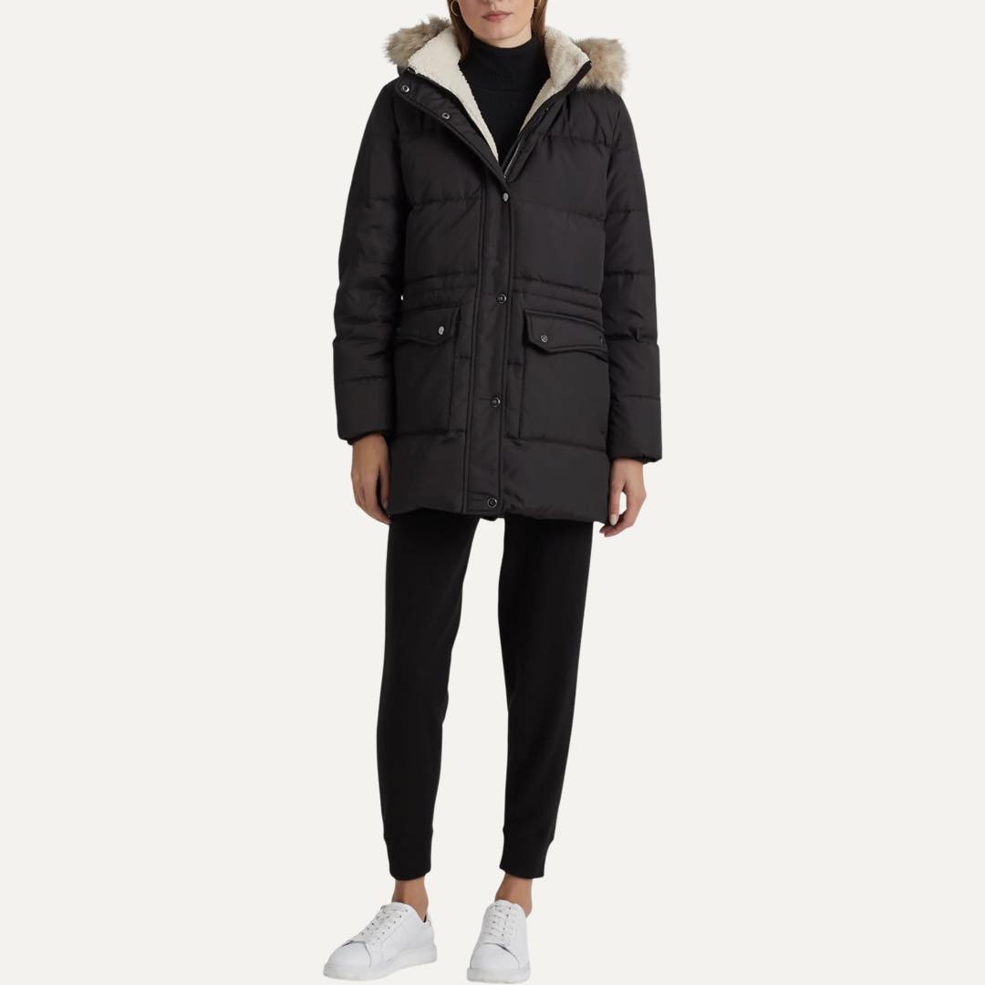 Faux Fur Trim Down & Feather Puffer Coat by Lauren Ralph Lauren Faux Fur Trim Down & Feather Puffer Coat by Lauren Ralph Lauren