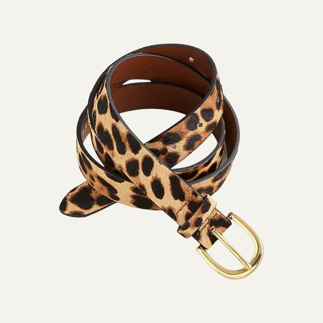 Calf hair belt in leopard
