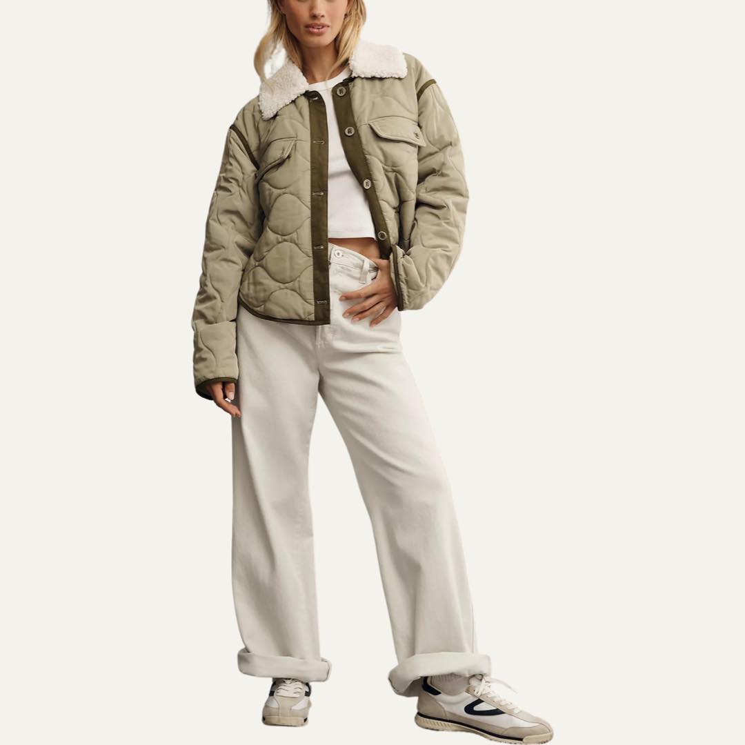 Quilted Sherpa Collar Shacket by Anthropologie