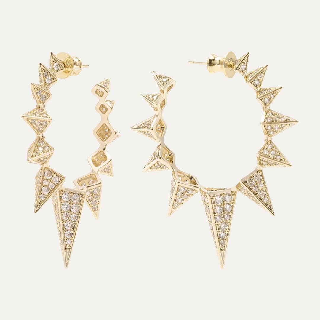 Mama Gabriella Pavè Spiked Hoop Earrings by Melinda Maria