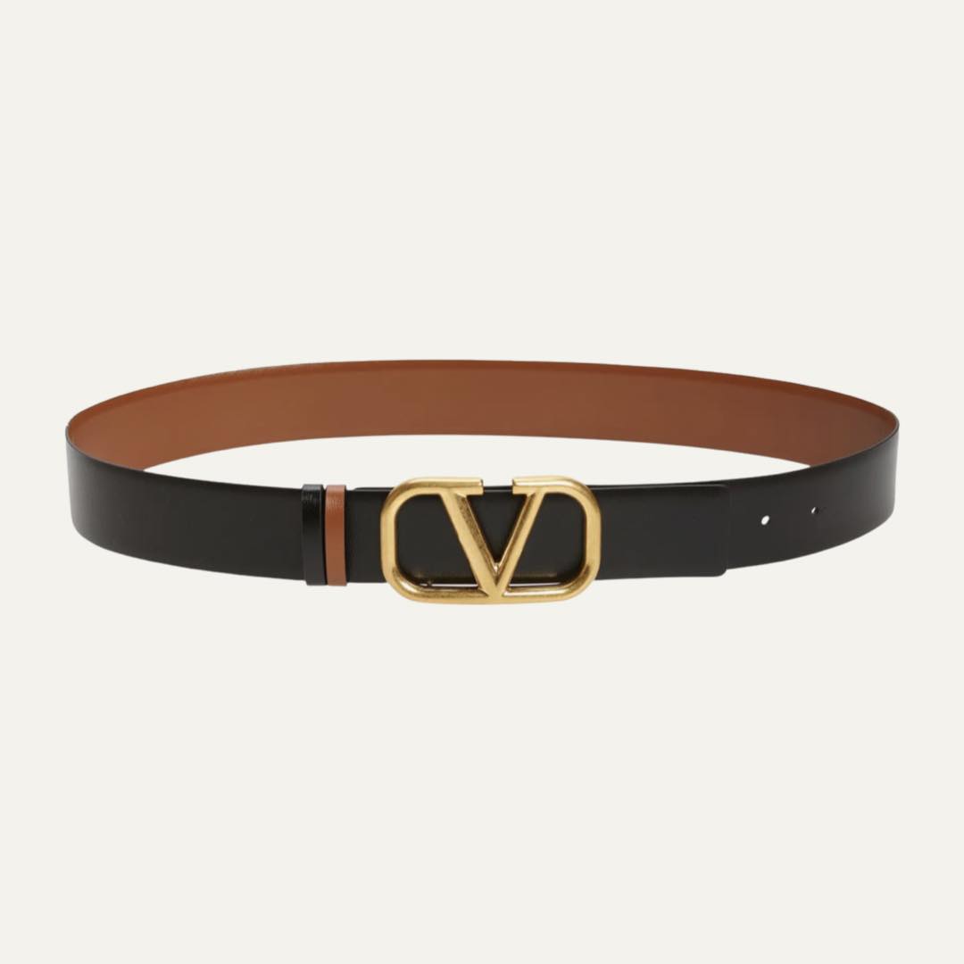 VLOGO Buckle Reversible Leather Belt by Valentino Garavani